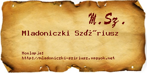 Mladoniczki Szíriusz névjegykártya